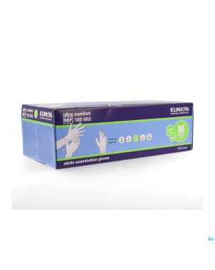 Klinion gants nitrile 24cm blanc m    150