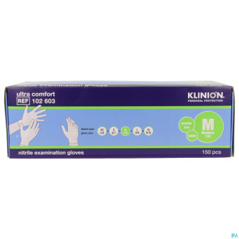 Klinion gants nitrile 24cm blanc m    150