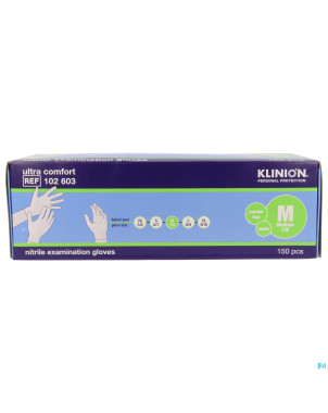 Klinion gants nitrile 24cm blanc m    150