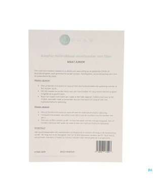 Masque buccal reutilisable filtre junior