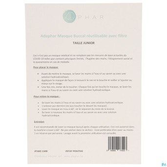 Masque buccal reutilisable filtre junior