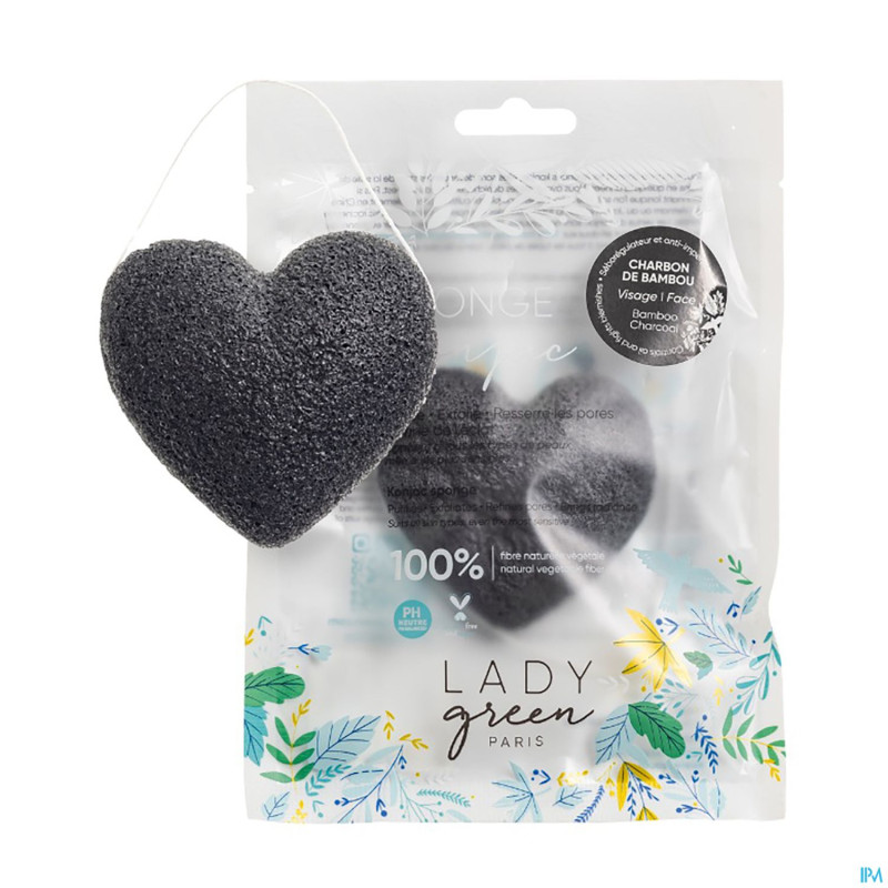Lady green eponge konjac visage charbon