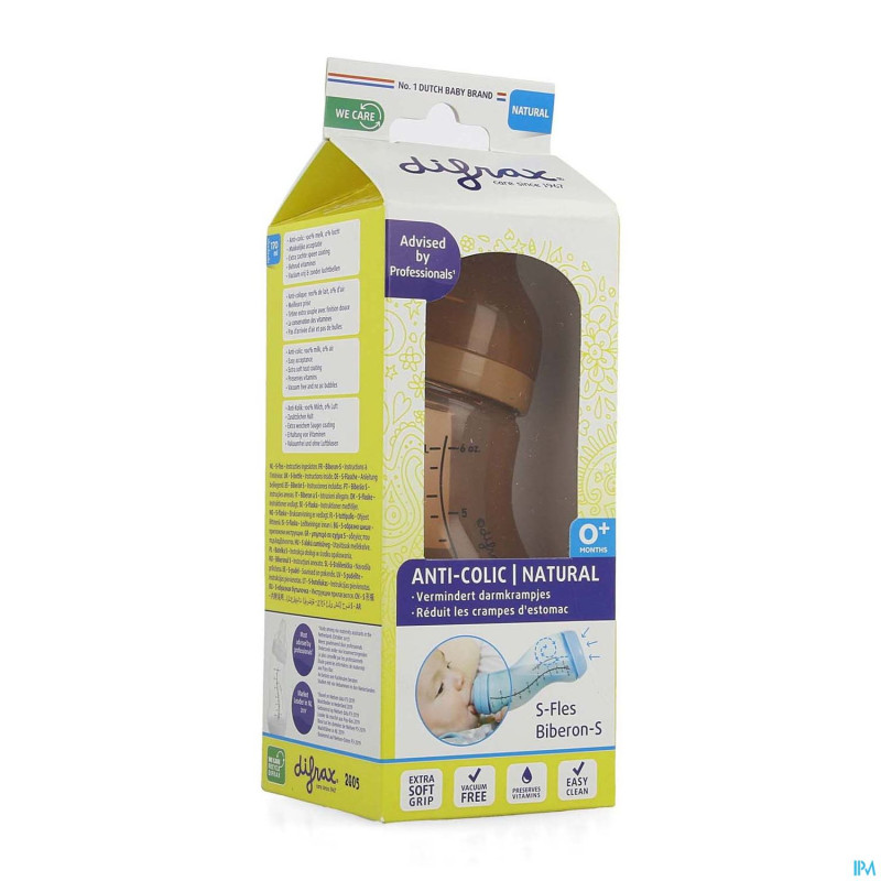 Difrax biberon-s natural brun 170ml