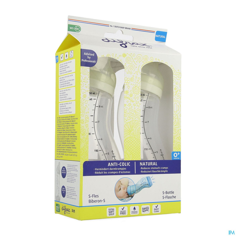 Difrax biberon-s natural creme/creme 250ml 2pack