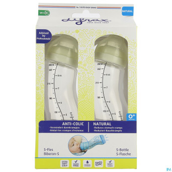 Difrax biberon-s natural creme/creme 250ml 2pack