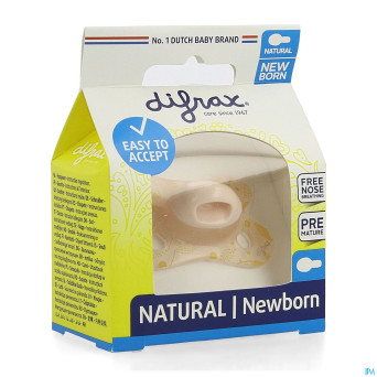 Difrax sucette natural newborn rose-dessin