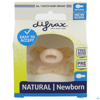 Difrax sucette natural newborn rose-dessin