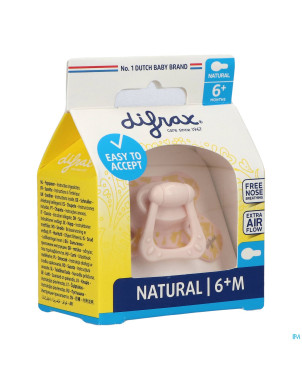 Difrax sucette natural 6m+ rose-dessin