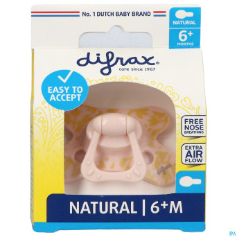 Difrax sucette natural 6m+ rose-dessin