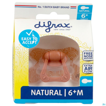 Difrax sucette natural 6m+ rouge brick-dessin