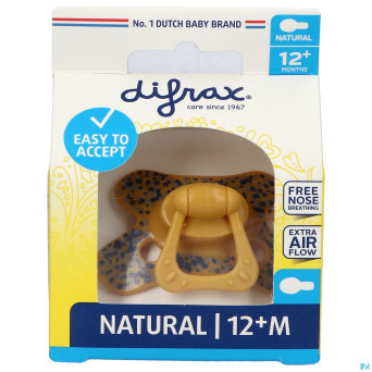 Difrax sucette natural 12m+ jaune-dessin