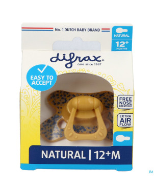 Difrax sucette natural 12m+ jaune-dessin