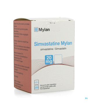 Simvastatine viatris 20mg comp pell 250 fl hdpe
