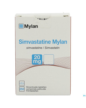 Simvastatine viatris 20mg comp pell 250 fl hdpe