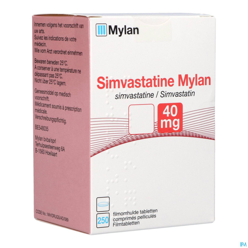 Simvastatine viatris 40mg comp pell 250 fl hdpe