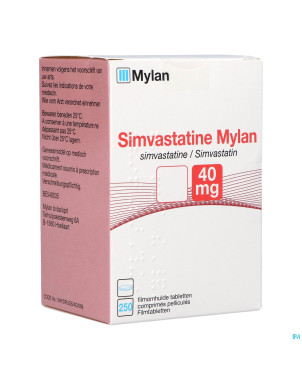 Simvastatine viatris 40mg comp pell 250 fl hdpe
