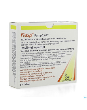 Fiasp pumpcart 100u/ml sol inj cartouche  5x1,6ml