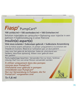 Fiasp pumpcart 100u/ml sol inj cartouche  5x1,6ml
