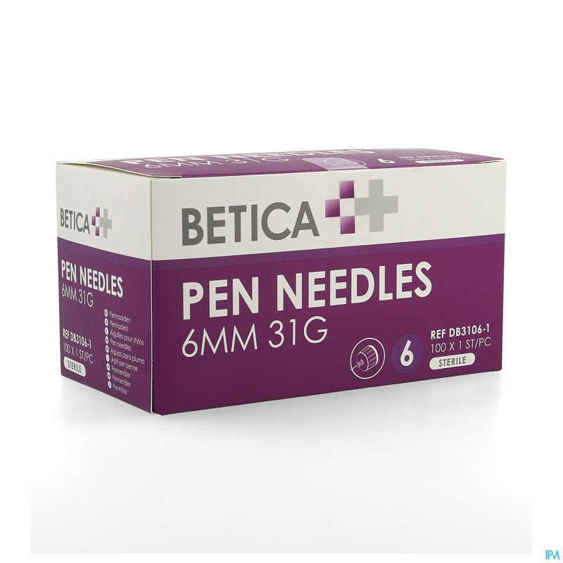 Betica aiguilles stylo inj 6mm 31g 100