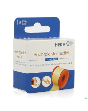 Hekaplast zom bande adh. textile 5mx2,5cm roul 1