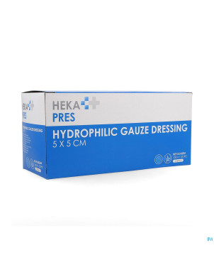 Hekapres compr.gaze hydroph.ster. 5x5cm 12pl 1x100