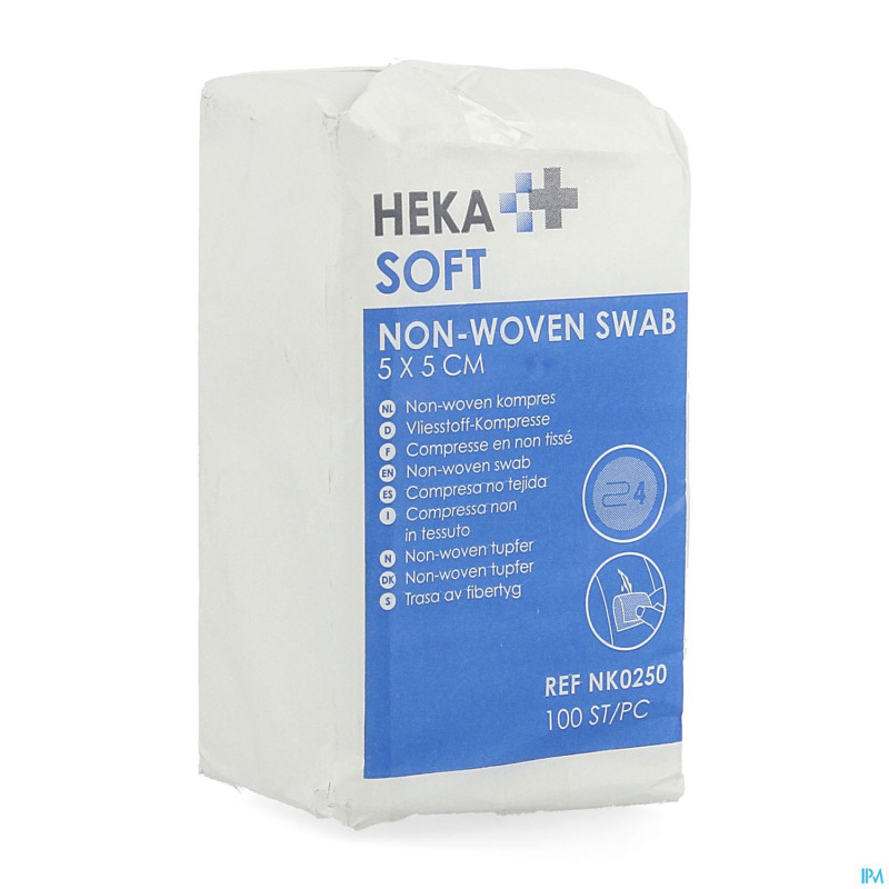 Hekasoft compresse non-tis. vrac 5x5cm 100