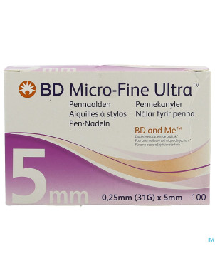 Bd microfine ultra aig. stylo0,25mmx5mm easyfl.100