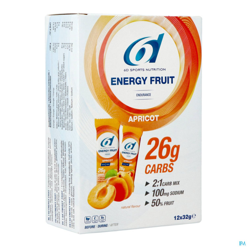 6d energy fruit apricot    12x32g