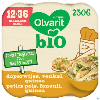 Olvarit bio 12-36m pet.pois fenouil quinoa