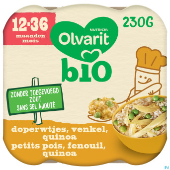 Olvarit bio 12-36m pet.pois fenouil quinoa