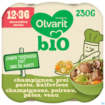 Olvarit bio 12-36m champign. poireau pates veau