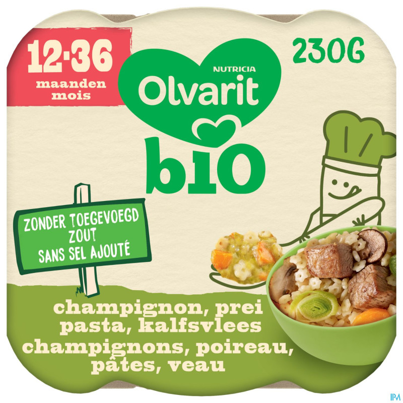 Olvarit bio 12-36m champign. poireau pates veau