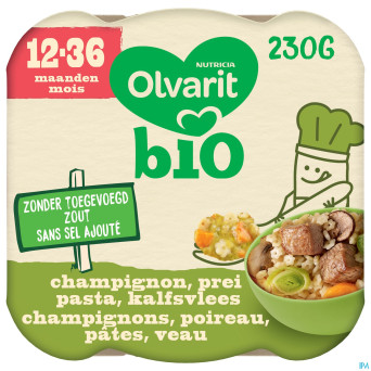 Olvarit bio 12-36m champign. poireau pates veau
