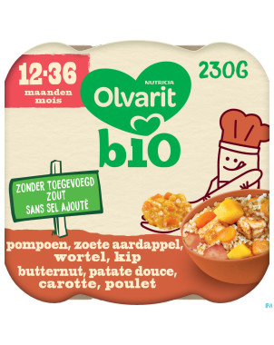 Olvarit bio 12-36m buttern.pat.douce carot. poulet