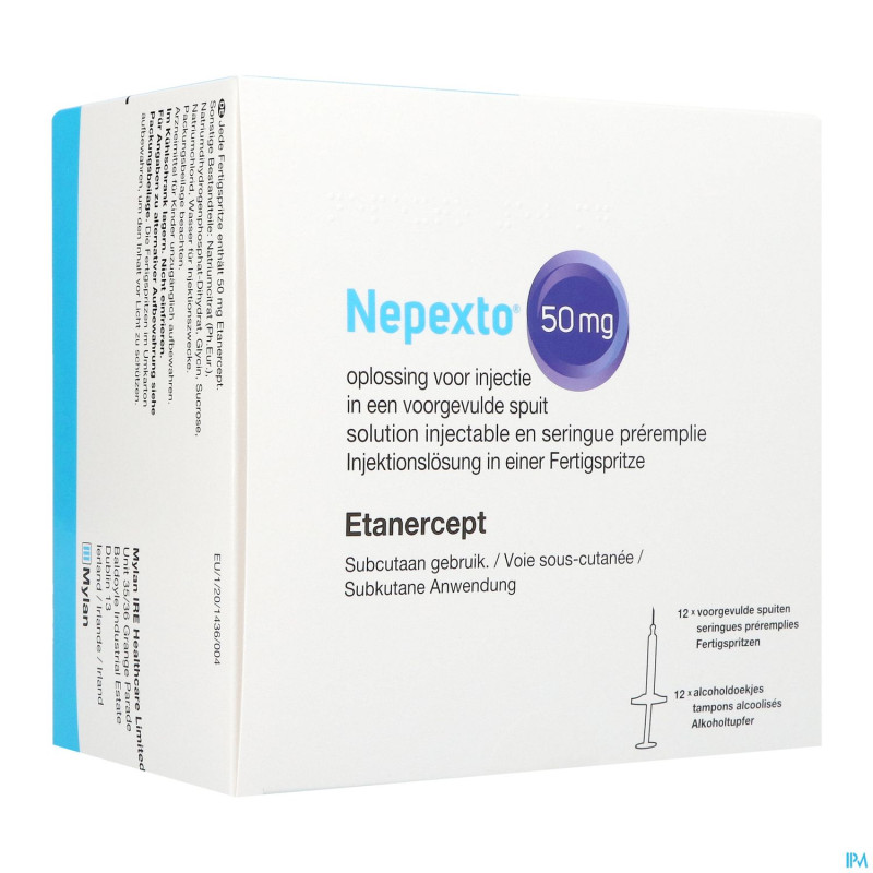 Nepexto 50mg sol inj seringue preremplie 12