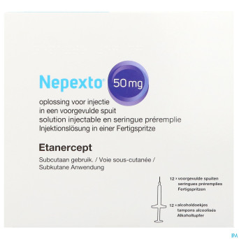 Nepexto 50mg sol inj seringue preremplie 12