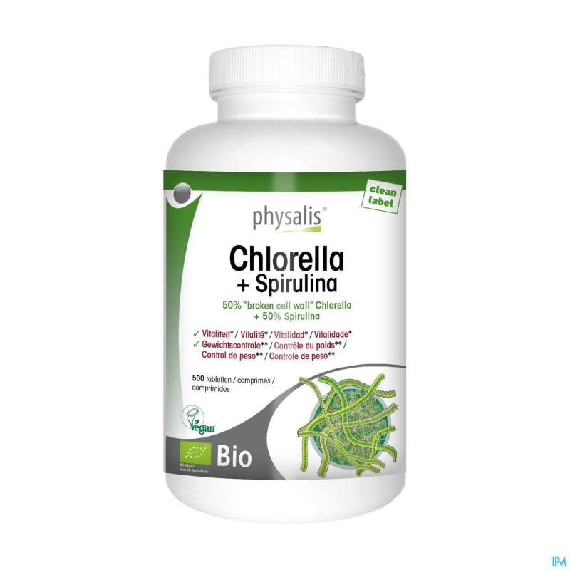 Physalis chlorella + spirulina 400mg comp 500