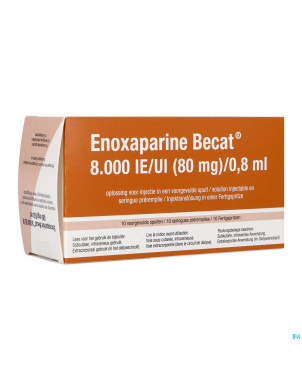 Enoxaparine becat  8000iu 100mg/ml ser preremp. 10