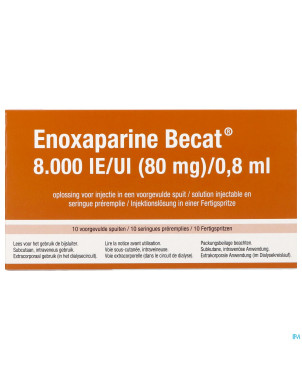 Enoxaparine becat  8000iu 100mg/ml ser preremp. 10