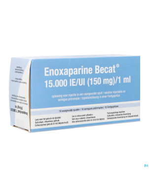 Enoxaparine becat 15000iu 150mg/ml ser preremp. 10