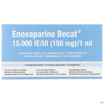 Enoxaparine becat 15000iu 150mg/ml ser preremp. 10