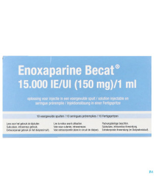 Enoxaparine becat 15000iu 150mg/ml ser preremp. 10