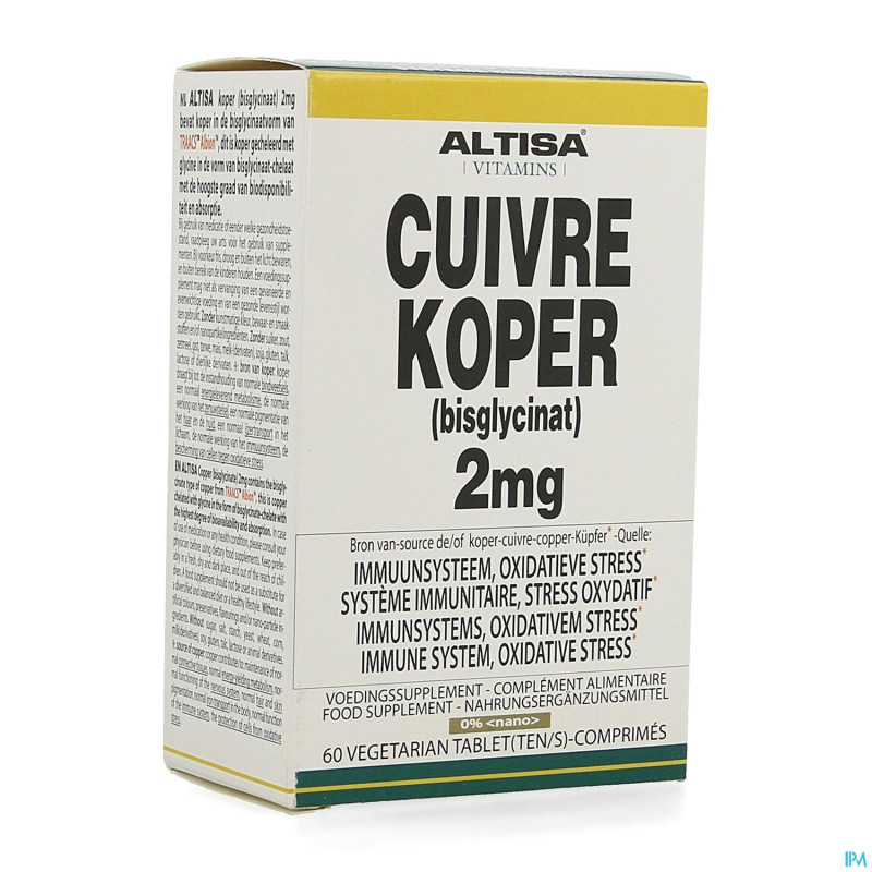 Altisa cuivre bisglycinate 2mg    comp 60