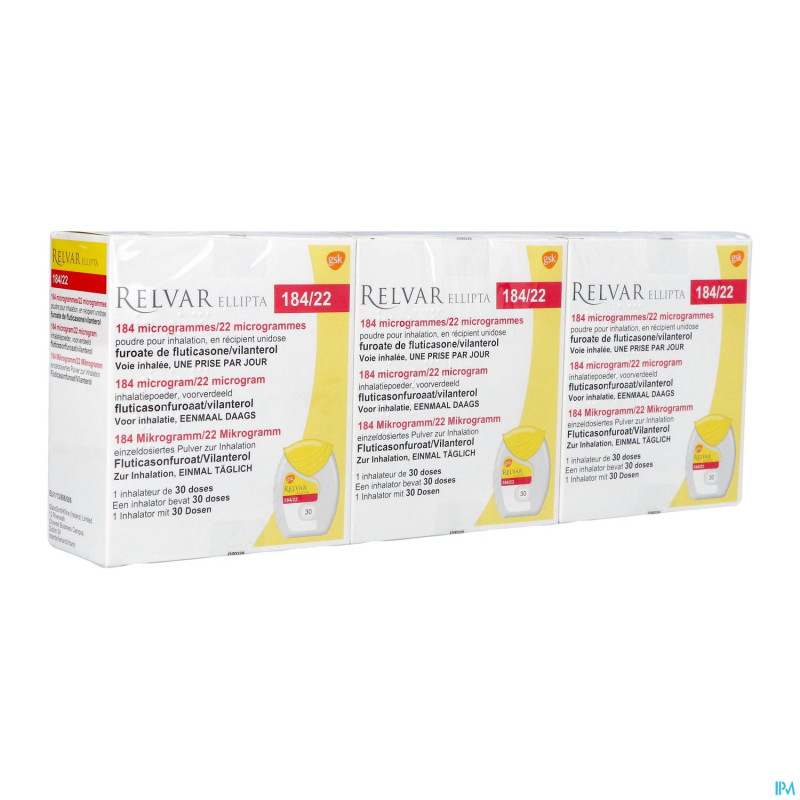 Relvar ellipta 184/22mcg pdr inhal. 3x30 doses