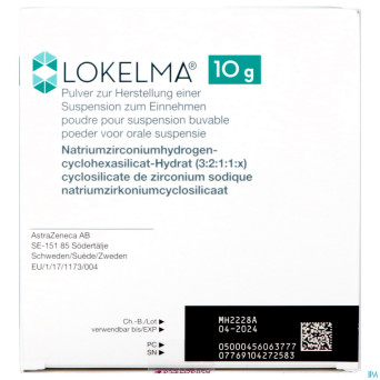 Lokelma 10g pdr pour susp orale sach  30