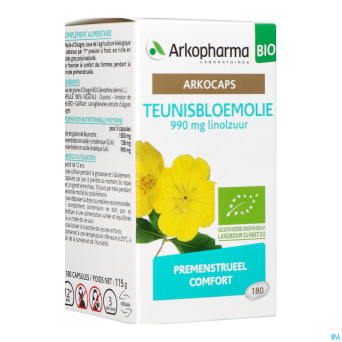 Arkogelules huile onagre bio caps 180   arkopharma