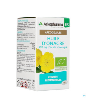 Arkogelules huile onagre bio caps 180   arkopharma