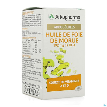 Arkogelules huile foie morue caps 220   arkopharma