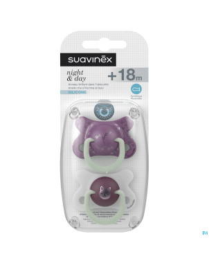 Suavinex basic sucet.silic.ana.+18m n&d chat mauve