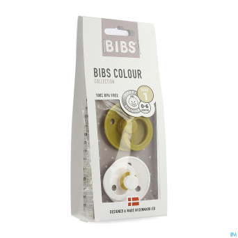Bibs 1 tetine duo mustard white